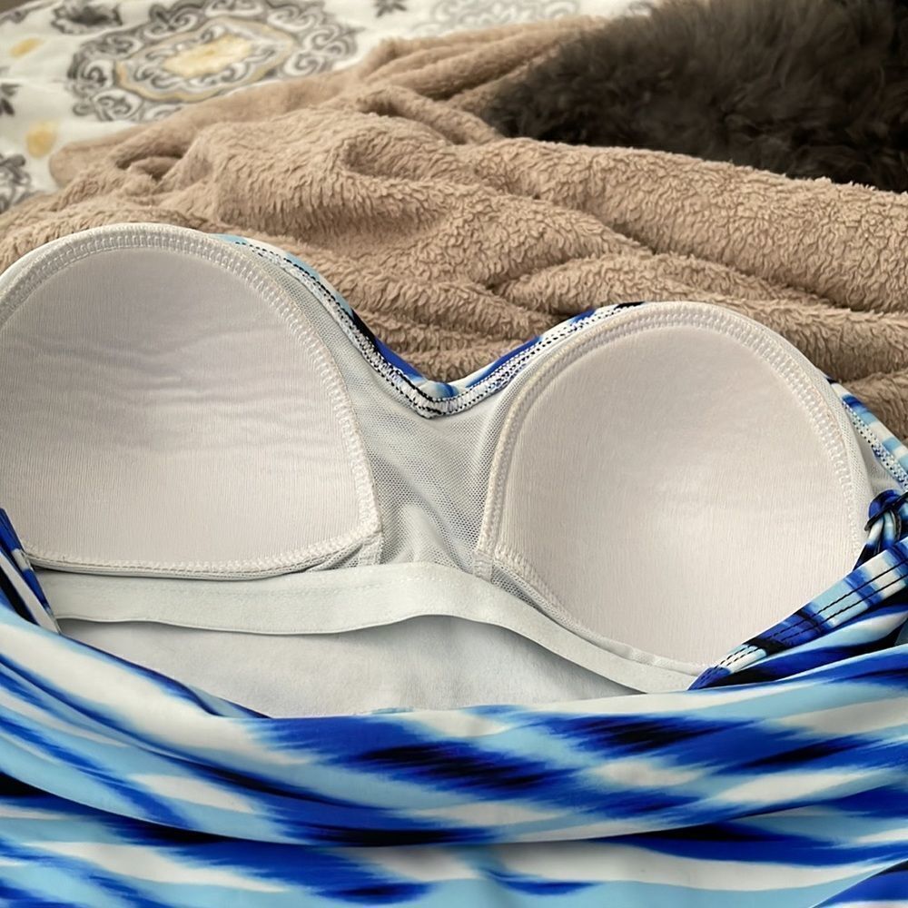 Croft & Barrow Striped Tankini Swimsuit Top Size 10 Blue - Picture 11 of 12